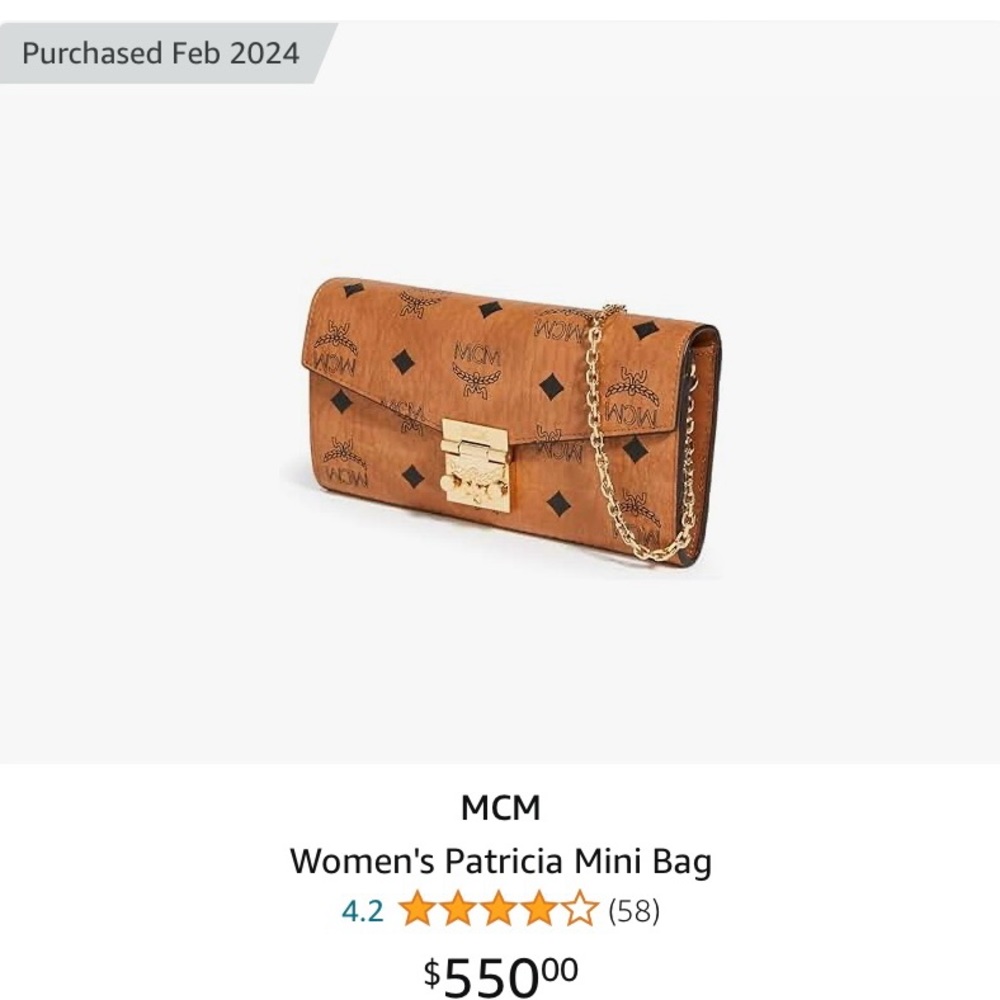 MCM Patrica mini bag with gold chain.  new still in plastic.